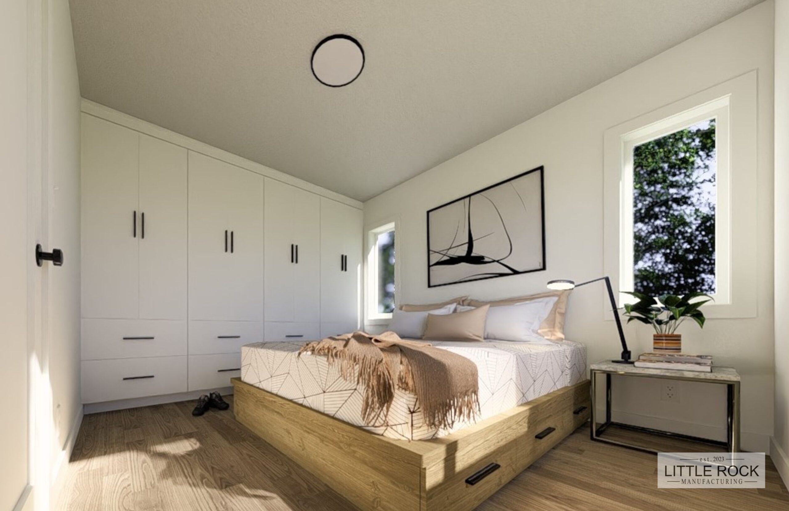 The Avondale is a stunning 2 bedroom 1 bathroom park model home built by Little Rock Manufacturing in Canada