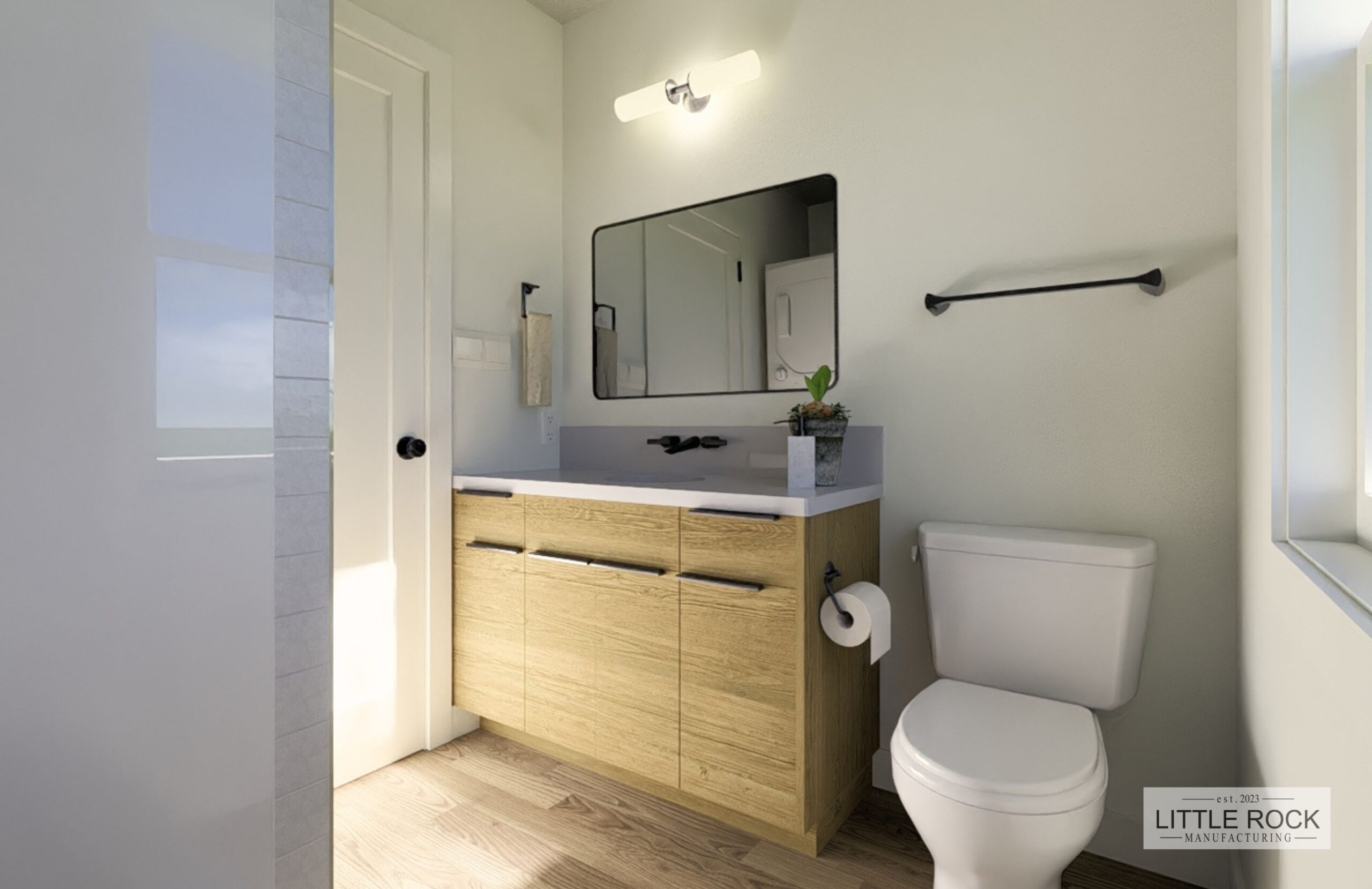 The Avondale is a stunning 2 bedroom 1 bathroom park model home built by Little Rock Manufacturing in Canada