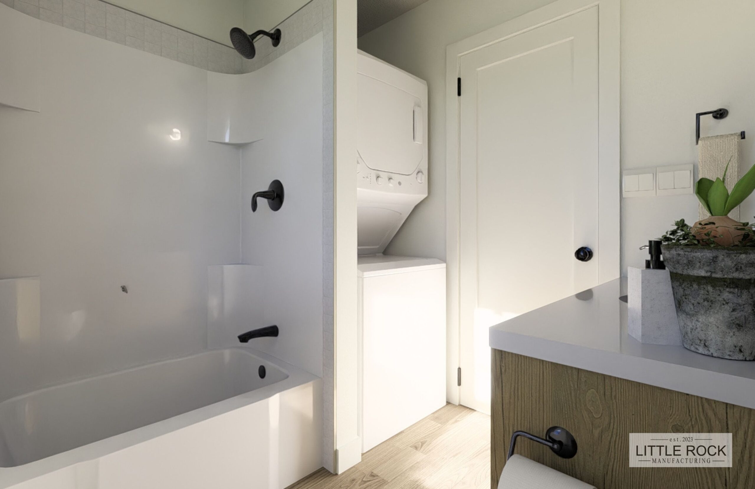 The Avondale is a stunning 2 bedroom 1 bathroom park model home built by Little Rock Manufacturing in Canada