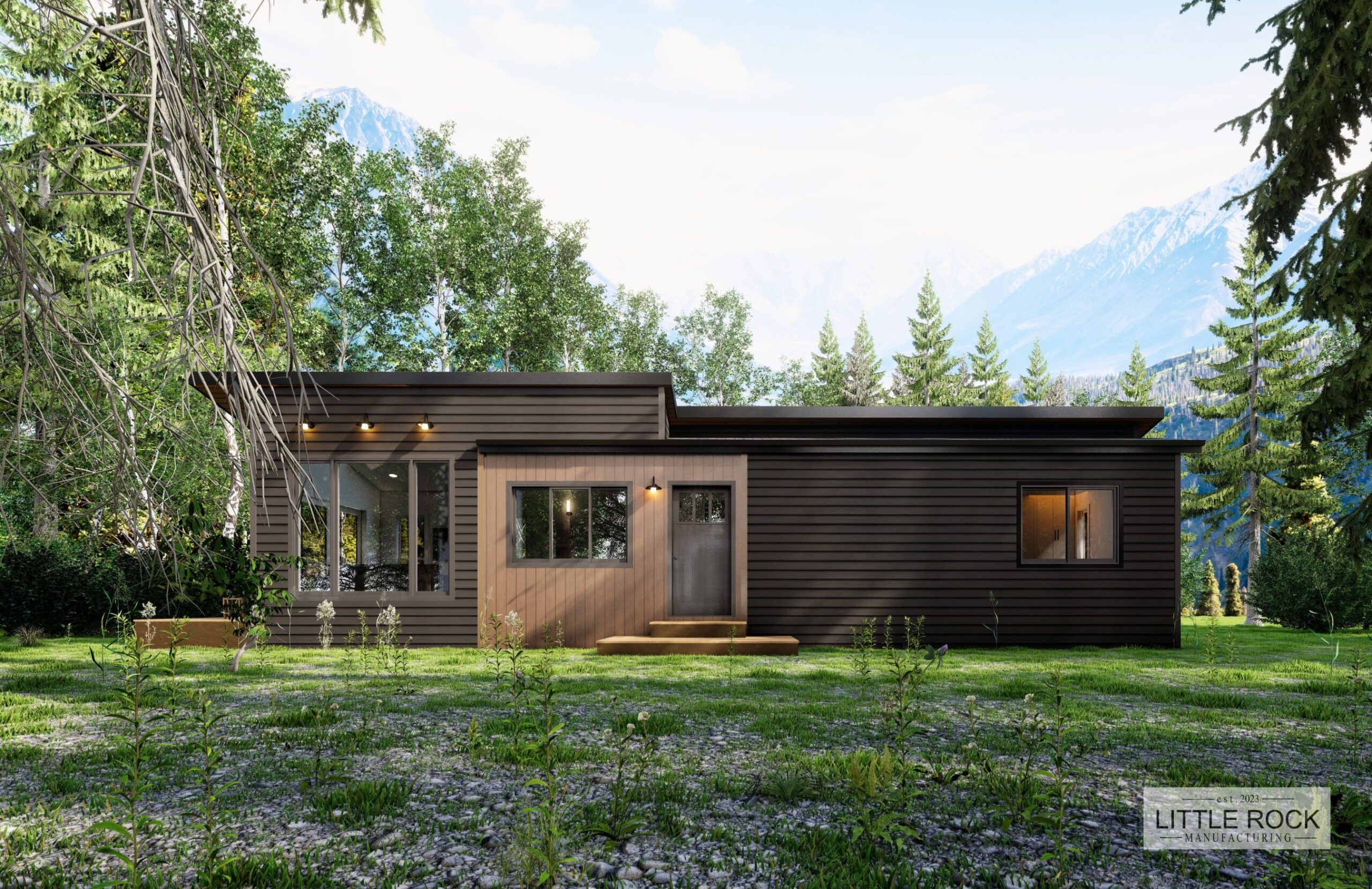 The Avondale is a stunning 2 bedroom 1 bathroom park model home built by Little Rock Manufacturing in Canada