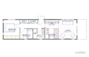 The Avondale is a stunning 2 bedroom 1 bathroom park model home built by Little Rock Manufacturing in Canada
