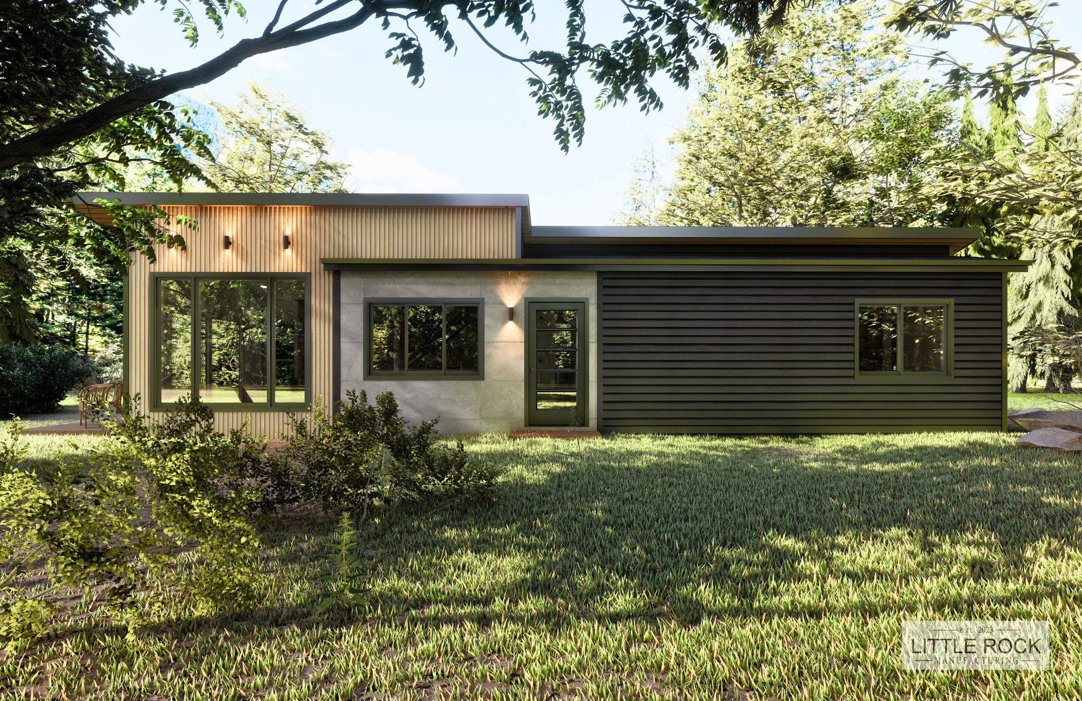 The Avalon is 2 bedroom 1 bathroom park model built by Little Rock Manufacturing in Canada