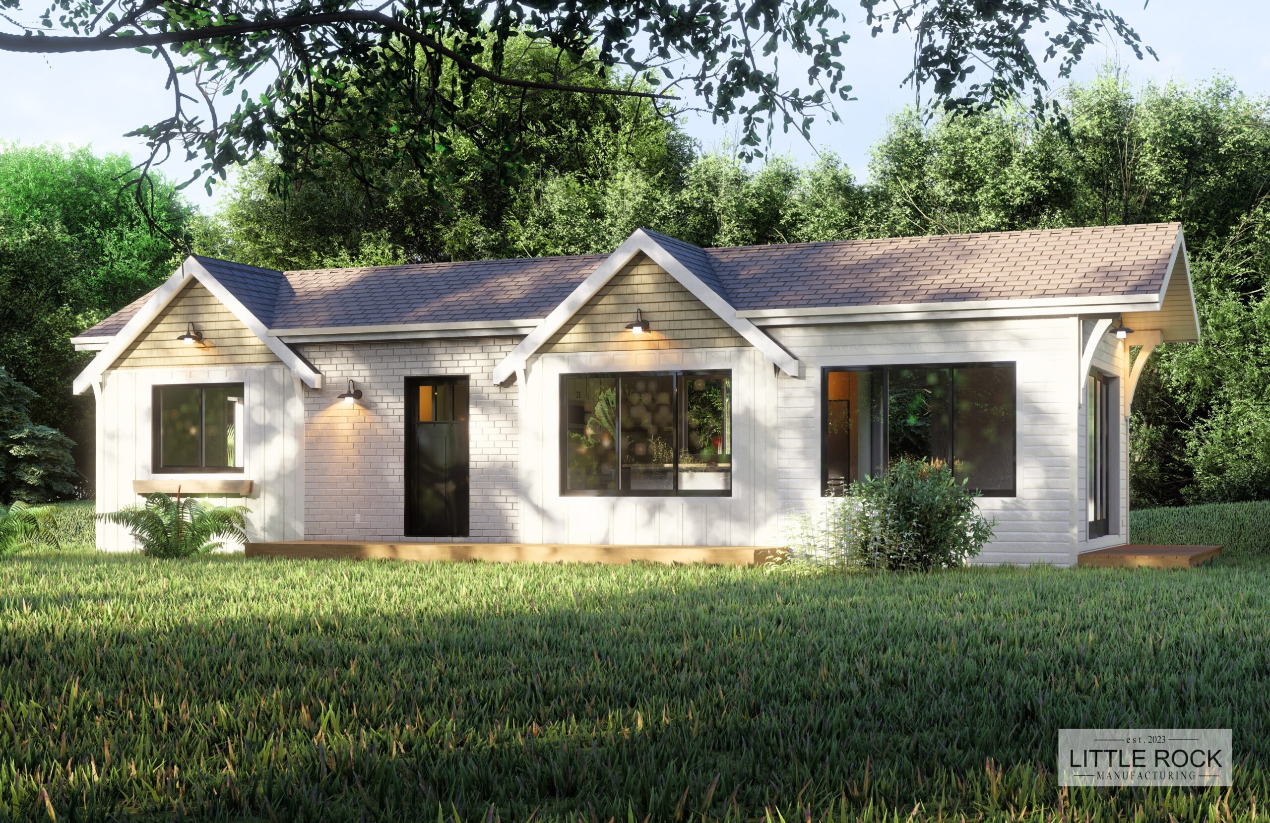 The Camden is a charming 1-bedroom, 1-bathroom park model built by Little Rock Manufacturing in Canada
