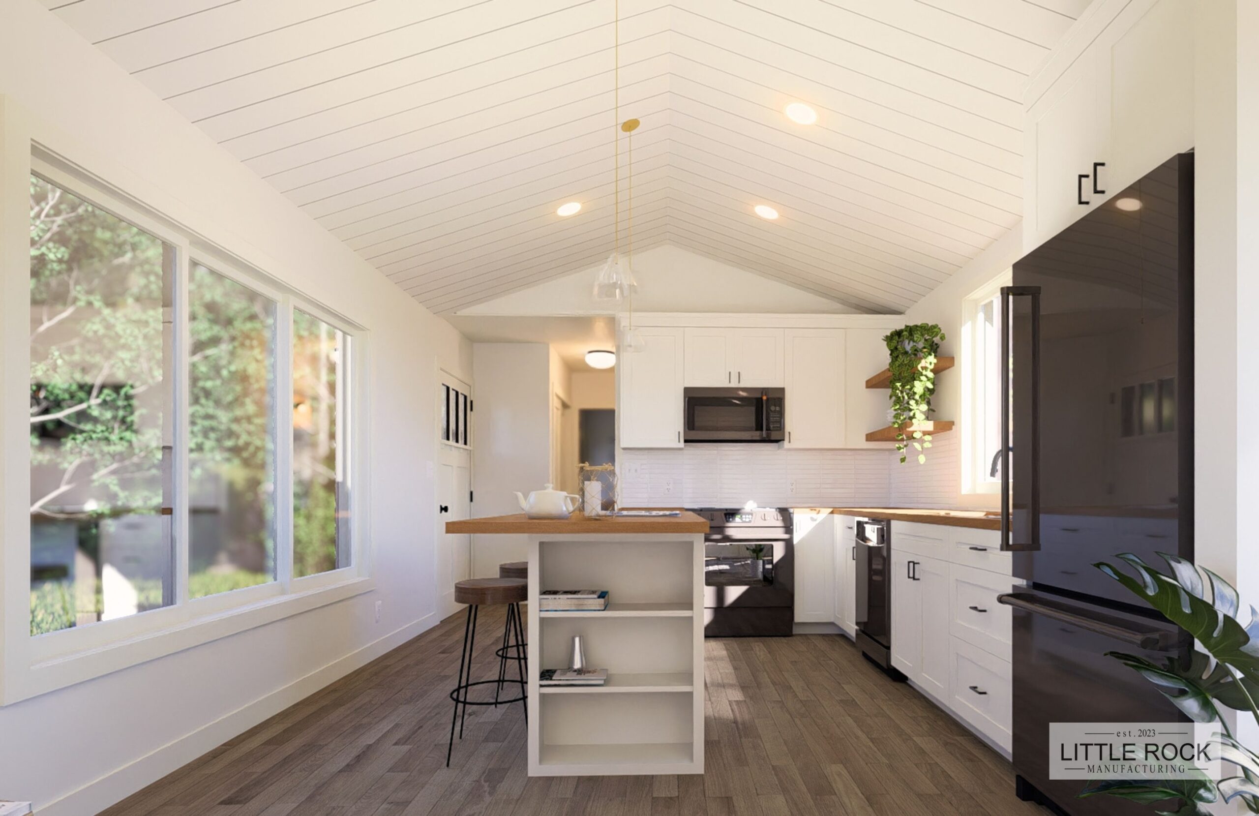 The Camden is a charming 1-bedroom, 1-bathroom park model built by Little Rock Manufacturing in Canada