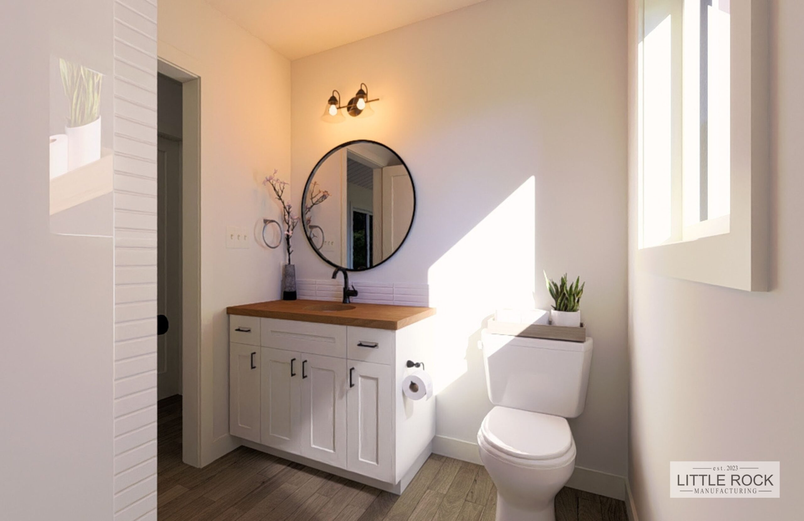 The Camden is a charming 1-bedroom, 1-bathroom park model built by Little Rock Manufacturing in Canada