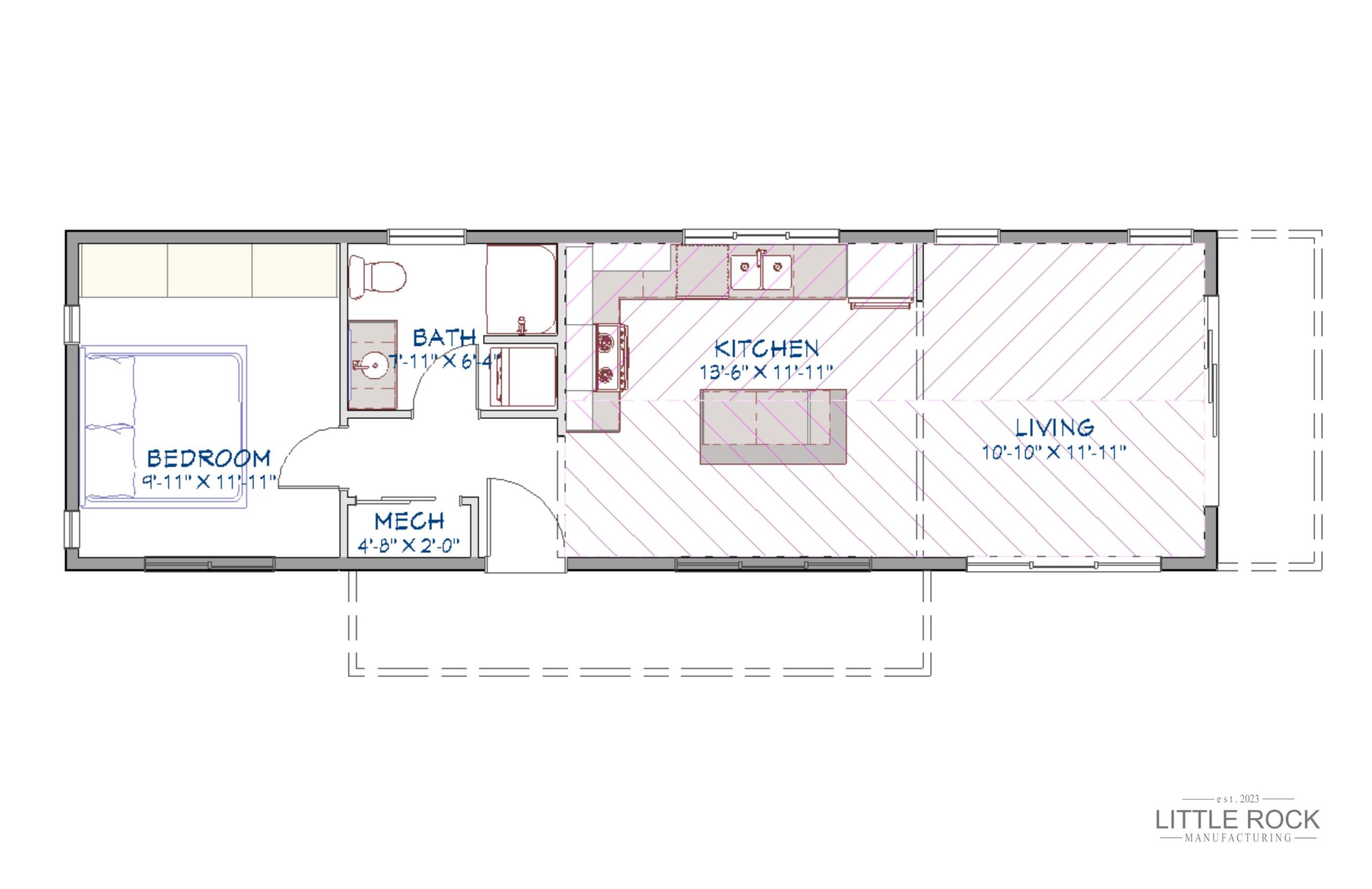 The Camden is a charming 1-bedroom, 1-bathroom park model built by Little Rock Manufacturing in Canada mobile home tiny home modular home