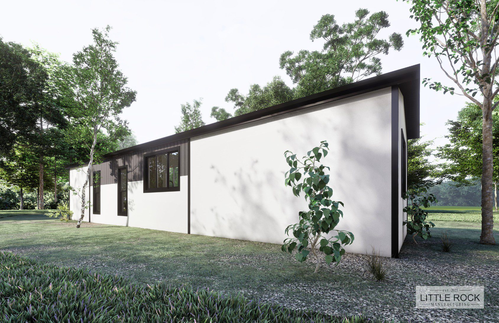 The Dixon is a family-focused 2-bedroom, 1-bathroom park model built by Little Rock Manufacturing in Canada