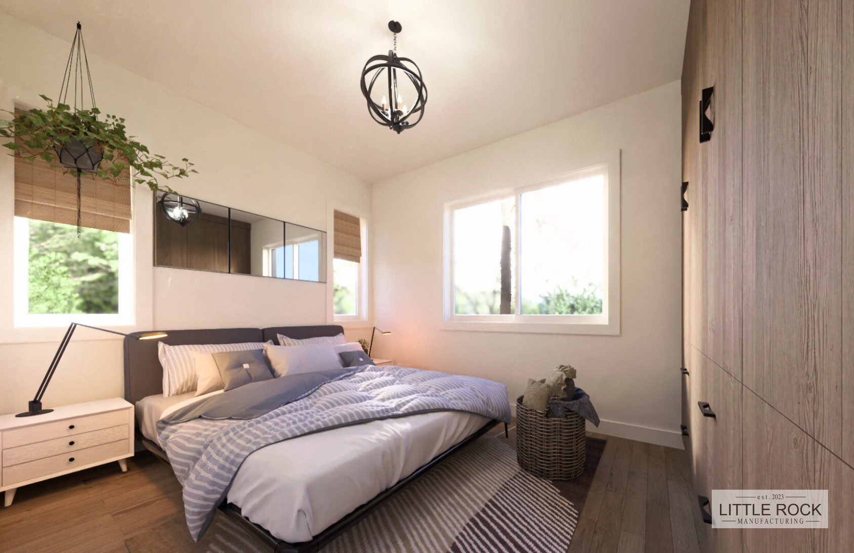 The Dixon is a family-focused 2-bedroom, 1-bathroom park model built by Little Rock Manufacturing in Canada
