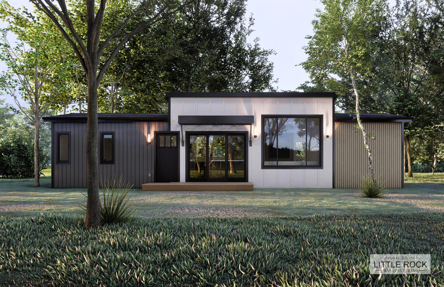 The Dixon is a family-focused 2-bedroom, 1-bathroom park model built by Little Rock Manufacturing in Canada
