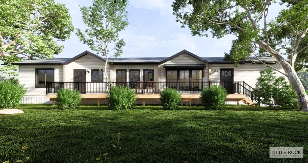 The Saddlebrook is a charming 3-bedroom, 2-bathroom mobile home built by Little Rock Manufacturing in Canada