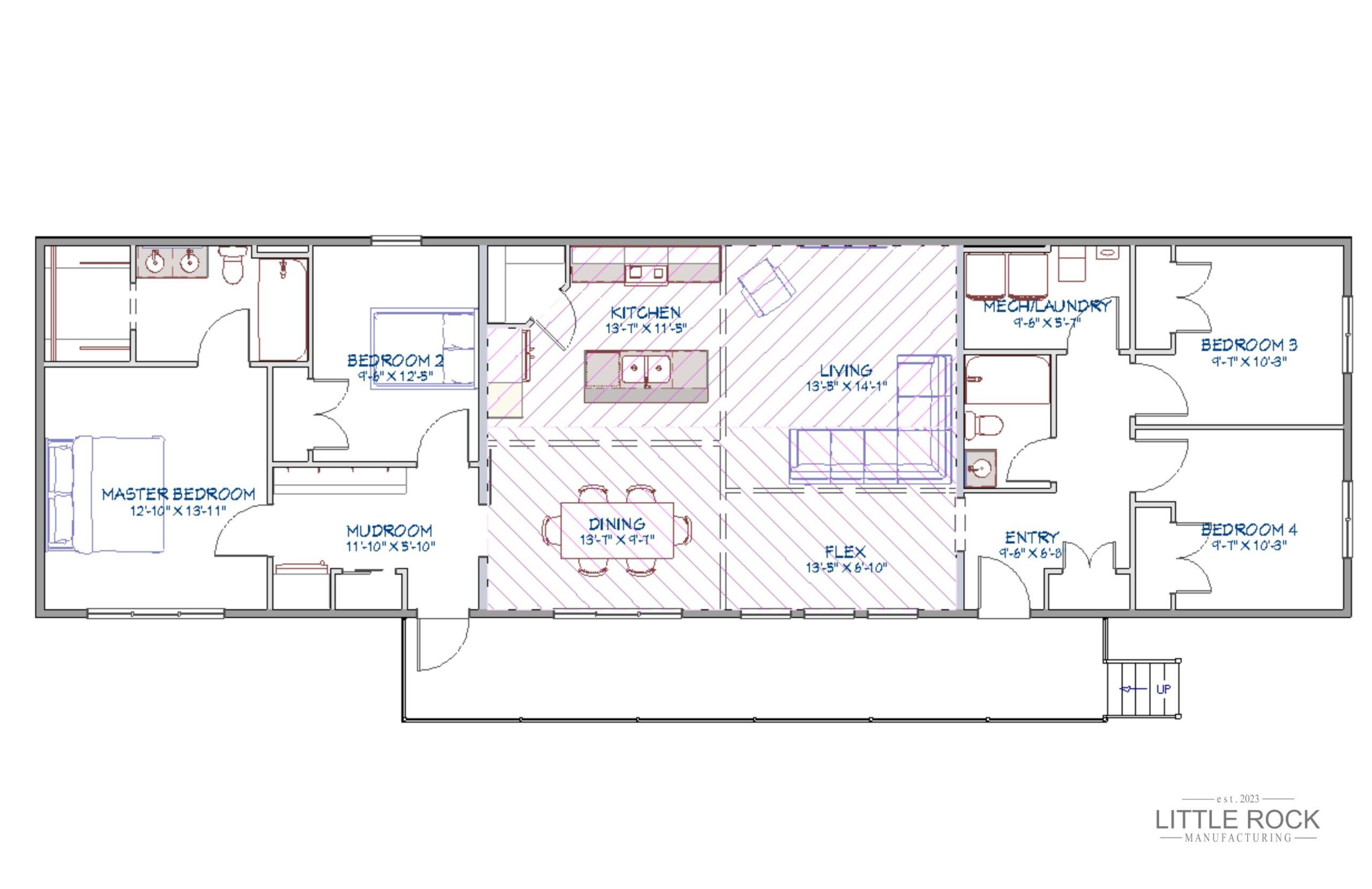 The Woodland is an exquisite 4-bedroom, 2-bathroom mobile home built by Little Rock Manufacturing in Canada