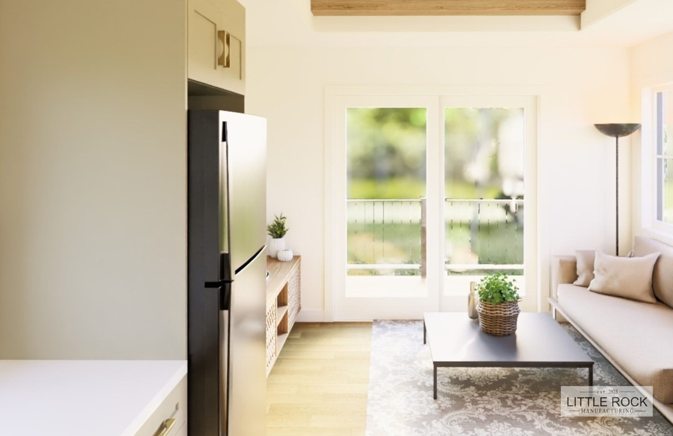 The Austin is a park model home built by Little Rock Manufacturing in Grande Prairie Alberta