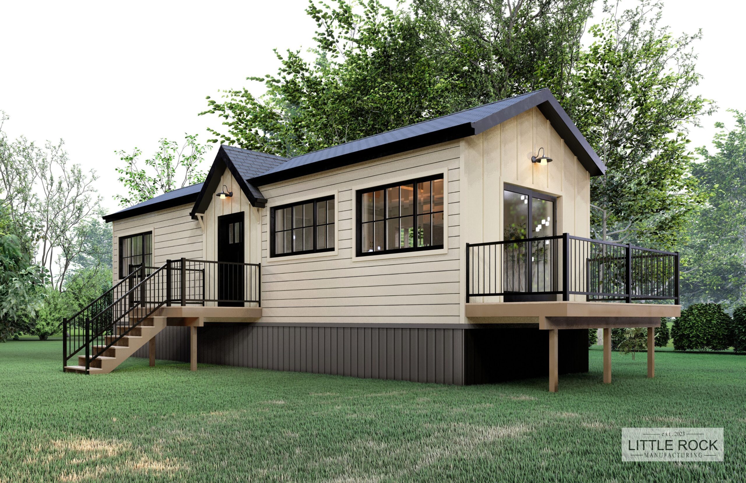 The Austin is a park model home built by Little Rock Manufacturing in Grande Prairie Alberta